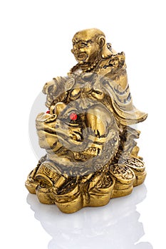 Figurine Cheerful Hotei on a white