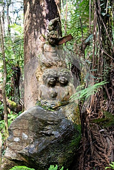 Figurine in forest of Dandenong mountain ranges of Melbourne Australia William Ricketts