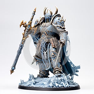 Hand-painted Warhammer Lich King Miniature With Monochromatic Sculptor Style photo