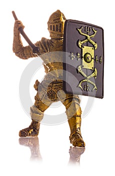 Figurine a medieval knight isolated on white