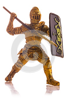 Figurine a medieval knight isolated on white