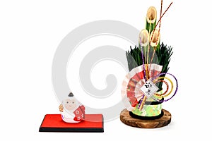 Figurine of Monkey and New Year's pine.