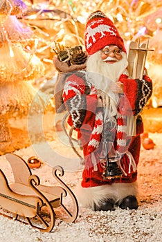 figurine Santa Claus for Christmas Cards with selective focus