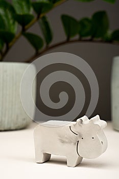 figurine toy animal handmade concrete and plaster zebra for playing with children and minimalistic decor and home