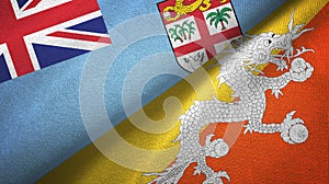 Fiji and Bhutan two flags textile cloth, fabric texture