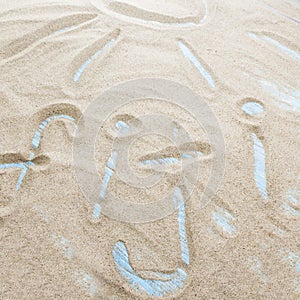 Fiji handwritten in sand for natural, symbol,tourism or conceptual designs.