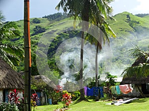 Fiji - traditional houses - bure at the Navala village