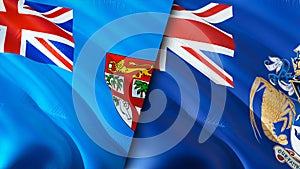 Fiji and Tristan da Cunha flags. 3D Waving flag design. Fiji Tristan da Cunha flag, picture, wallpaper. Fiji vs Tristan da Cunha