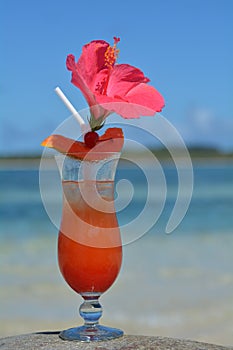 Fijian cocktail served on a beach in Fiji