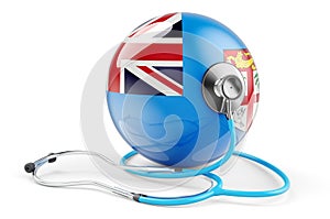 Fijian flag with stethoscope. Health care in Fiji concept, 3D rendering