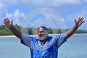 Fijian man greeting hello Bula