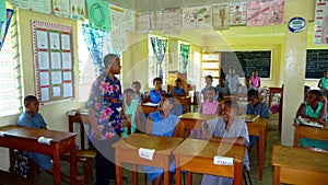 Fijian school class with teacher