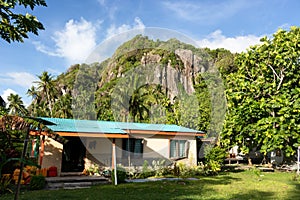 Fijian Village House Volcanic Mountain South Pacific Fiji Island