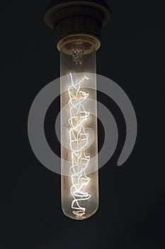 Filament of a lighted electric light bulb