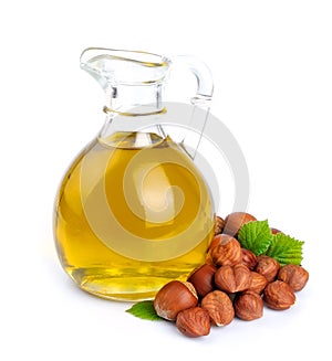 Filbert oil with hazelnuts nuts photo