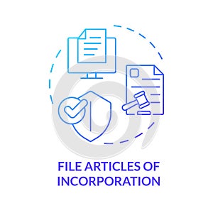 File articles of incorporation blue gradient concept icon