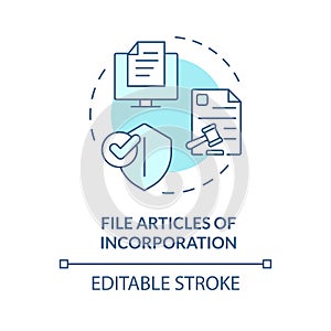 File articles of incorporation soft blue concept icon