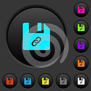 File attachment dark push buttons with color icons