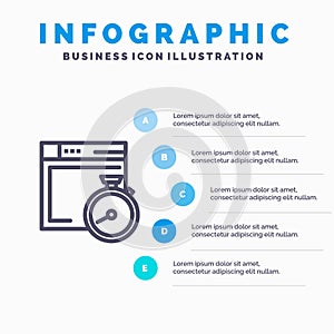 File, Brower, Compass, Computing Blue Infographics Template 5 Steps. Vector Line Icon template