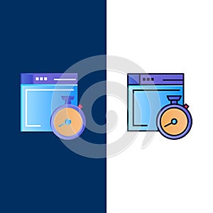 File, Brower, Compass, Computing  Icons. Flat and Line Filled Icon Set Vector Blue Background