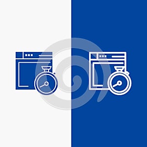 File, Brower, Compass, Computing Line and Glyph Solid icon Blue banner