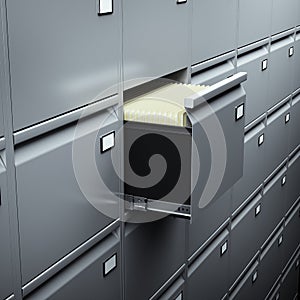 File cabinet with documents