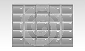 File cabinet with drawers for documents, vector