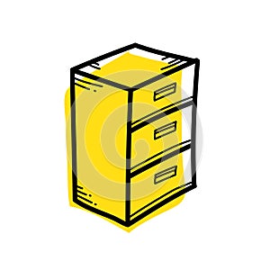 File Cabinet Icon Design Vector Illustration Doodle