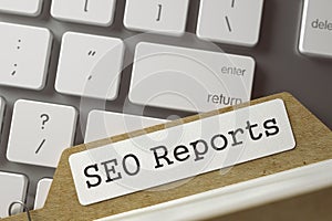 File Card with SEO Reports. 3d.