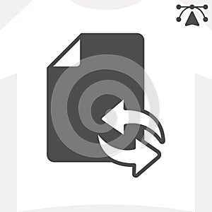 File changes sync solid icon, cloud storage concept. Vector graphics. Document file, refresh, resume and sync arrows