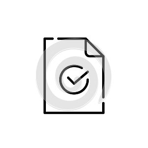 File and checkmark in circle. Pixel perfect icon