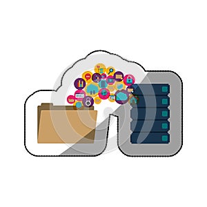 File cloud computing and media icon set design