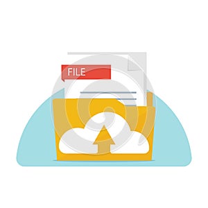 File cloud upload digital documents file folder vector