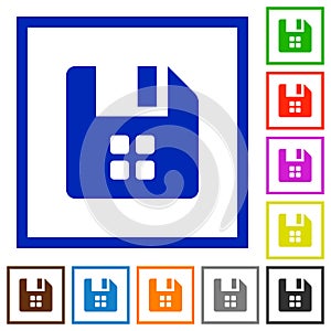 File components flat framed icons