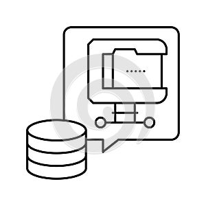 file compression digital processing line icon vector illustration