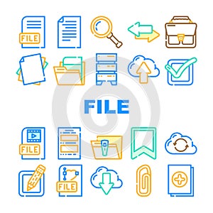 File Computer Digital Document Icons Set Vector