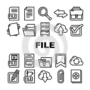 File Computer Digital Document Icons Set Vector