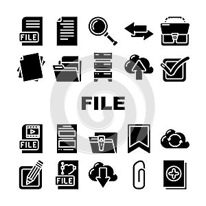 File Computer Digital Document Icons Set Vector