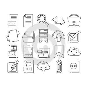 File Computer Digital Document Icons Set Vector