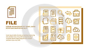 File Computer Digital Document Landing Header Vector