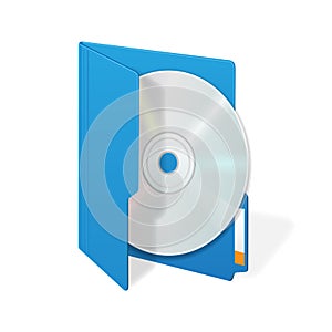 File computer folder with compact disk icon isolated on white background