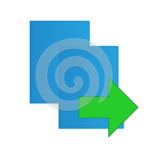 File computer folder icon with copy or move arrow isolated on white background