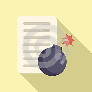 File data bomb icon flat vector. Hacker error