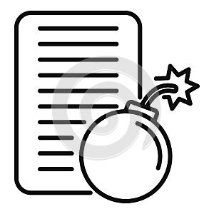 File data bomb icon outline vector. Hacker error