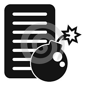 File data bomb icon simple vector. Hacker error