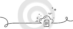 File data storage line icon. Cloud computing sign. Continuous line with curl. Vector