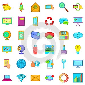 File database icons set, cartoon style