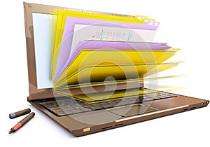 File in database - laptop with folders