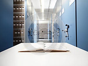 File on a desk in a archive