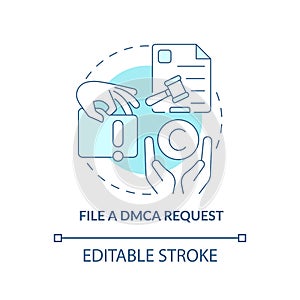 File DMCA request blue concept icon